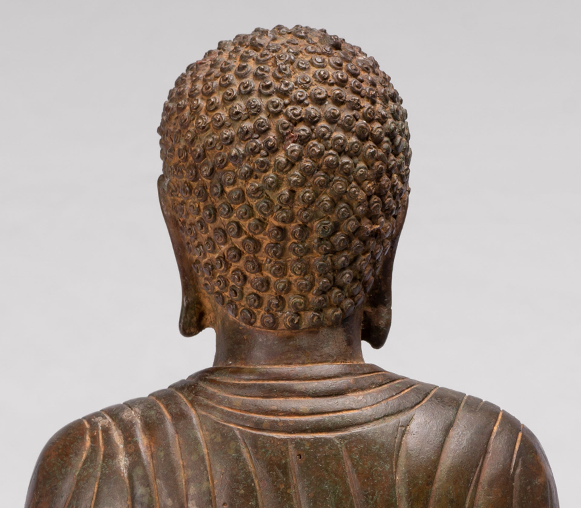 Antique Japanese Style Bronze Seated Meditation Amitabha Buddha Statue - 40cm/16"