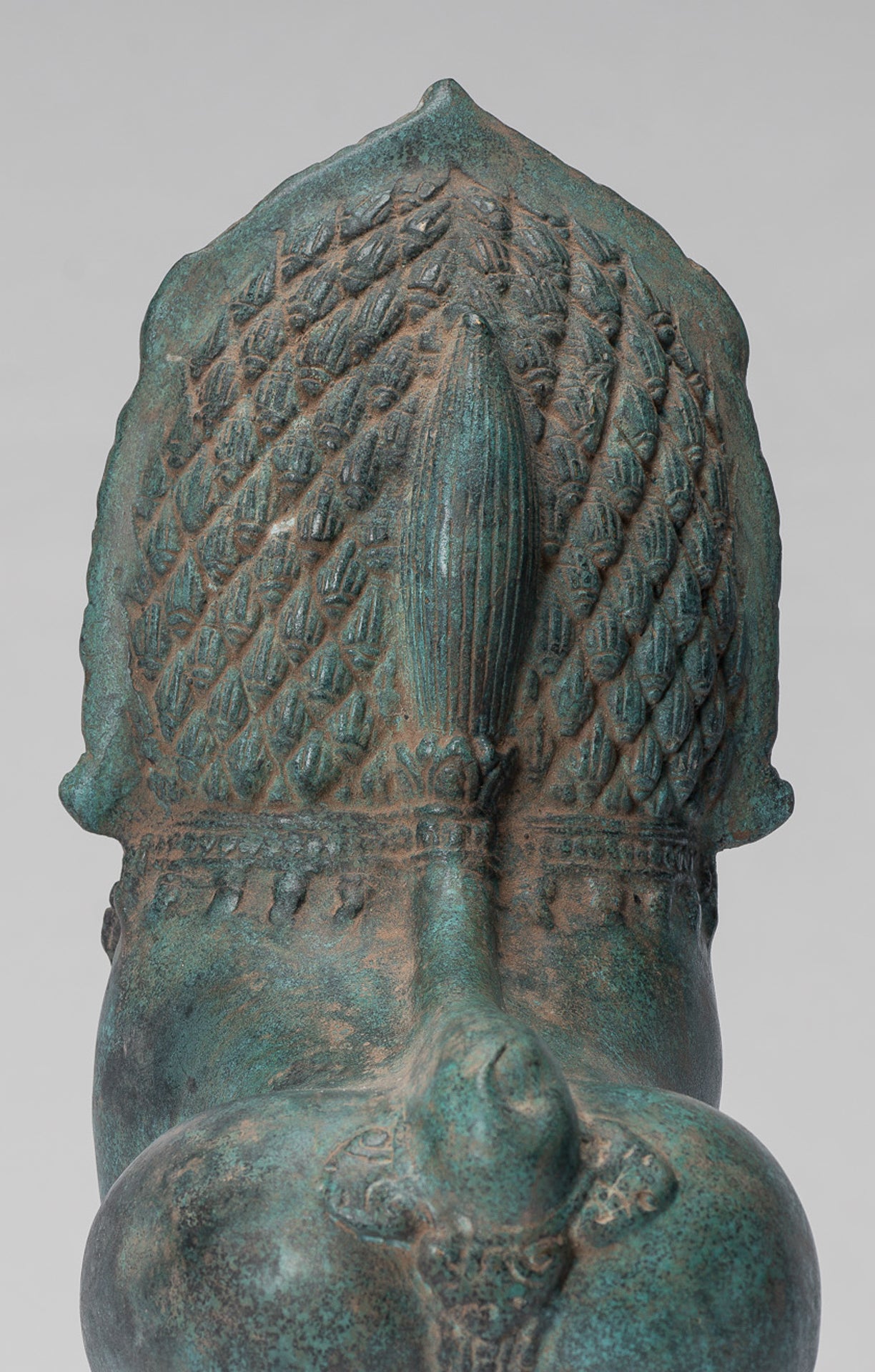 Temple Lion - Antique Khmer Style Bronze Standing Temple Guardian or Lion - 28cm/11"