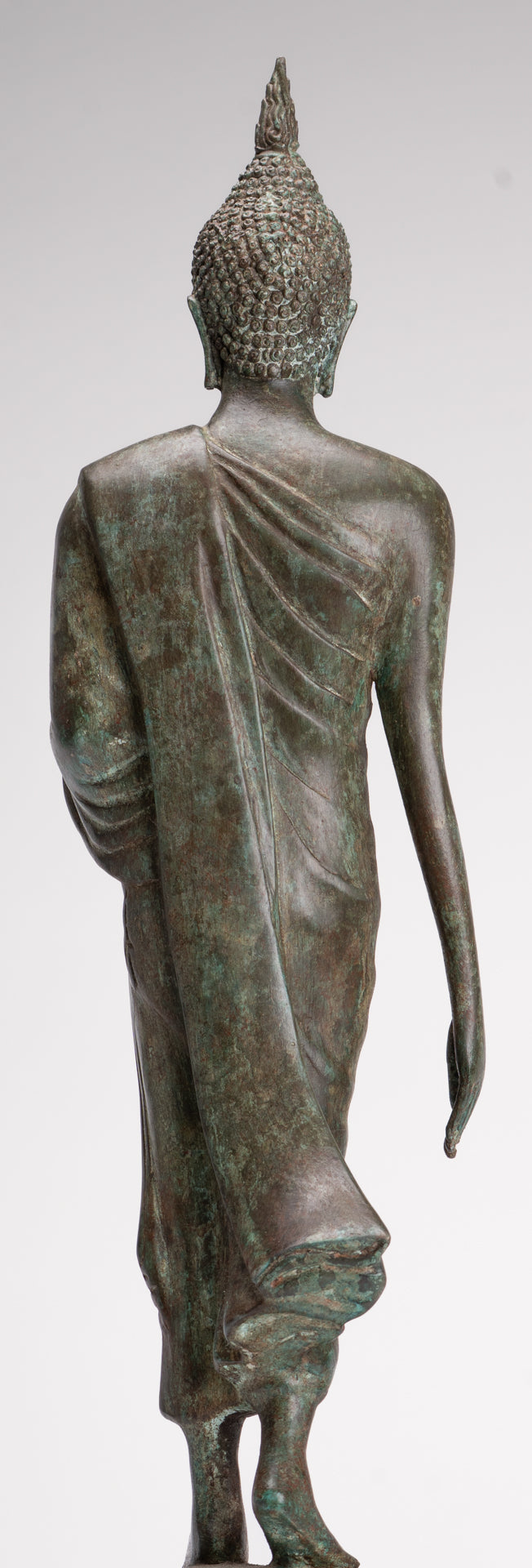 Antique Sukhothai Style Standing Bronze Thai Protection Walking Buddha Statue - 57cm/23"