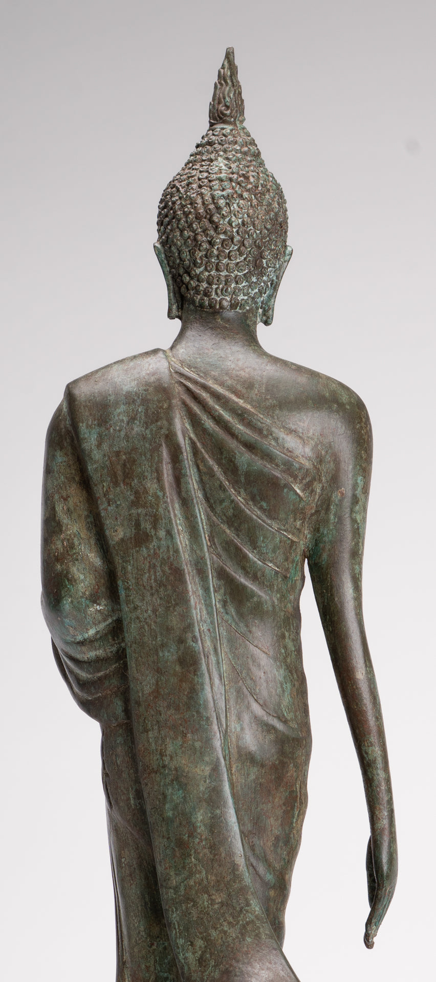 Antique Sukhothai Style Standing Bronze Thai Protection Walking Buddha Statue - 57cm/23"