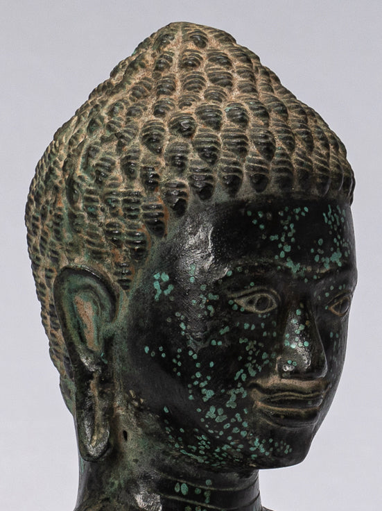 Antique Khmer Style Bronze Vishnu Torso Statue-Protecteur & Preserver-25cm/10 "