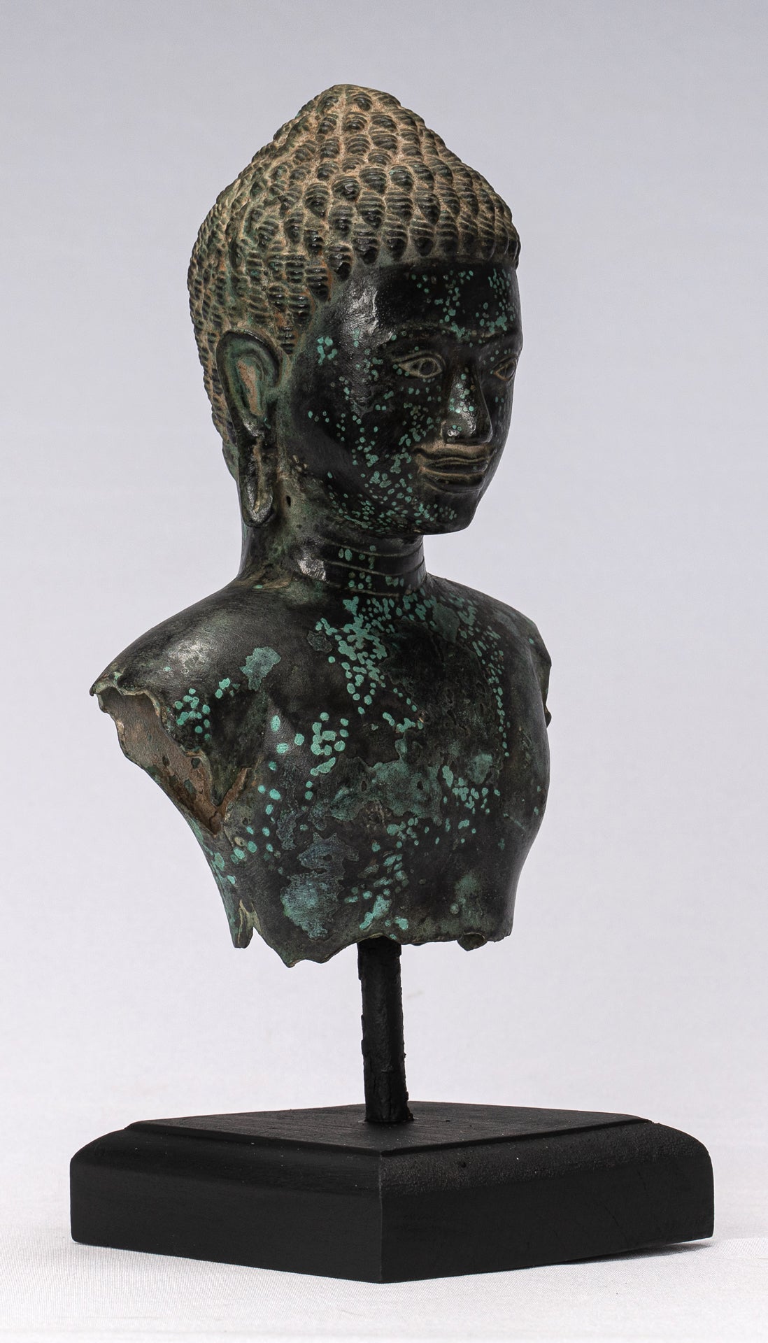 Antique Khmer Style Bronze Vishnu Torso Statue-Protecteur & Preserver-25cm/10 "