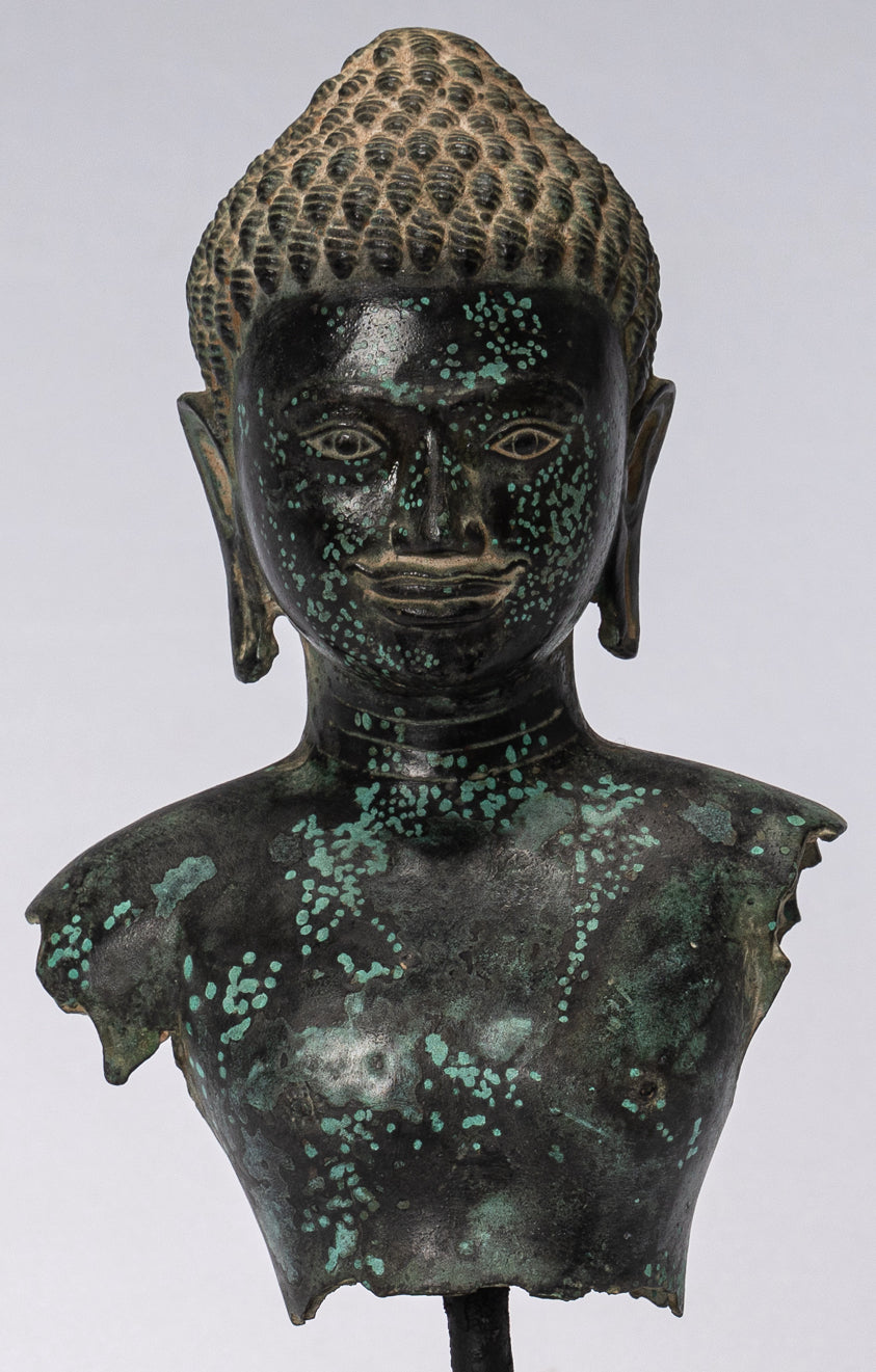 Antique Khmer Style Bronze Vishnu Torso Statue-Protecteur & Preserver-25cm/10 "