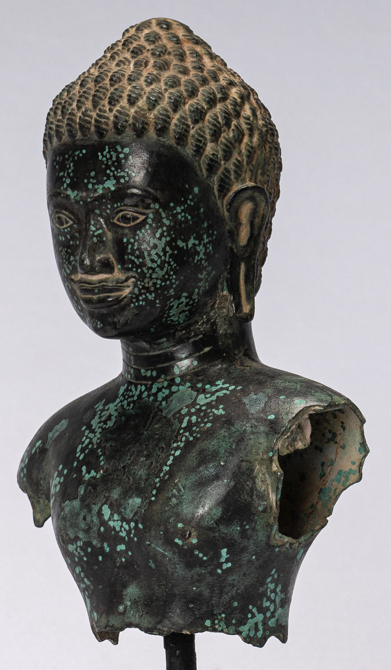 Antique Khmer Style Bronze Vishnu Torso Statue-Protecteur & Preserver-25cm/10 "