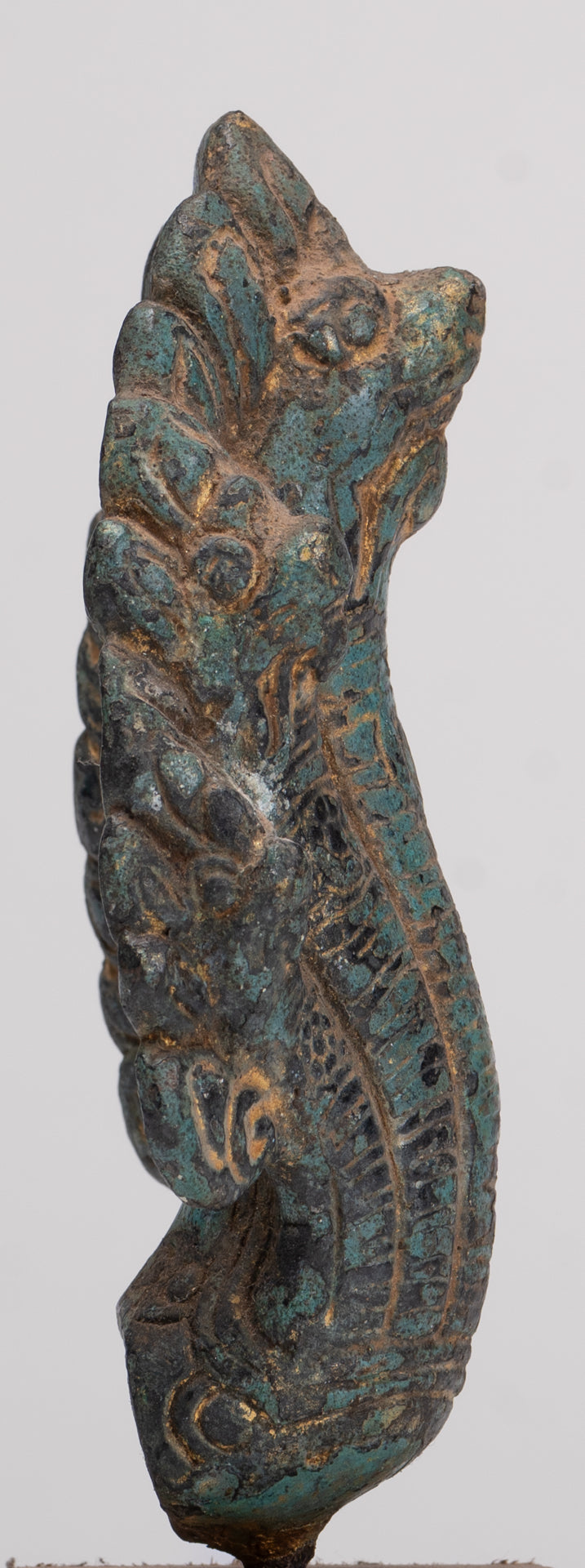 Naga Statue - Antique Khmer Style Bronze Protective Naga, Snake or Serpent Statue - 17cm/7"