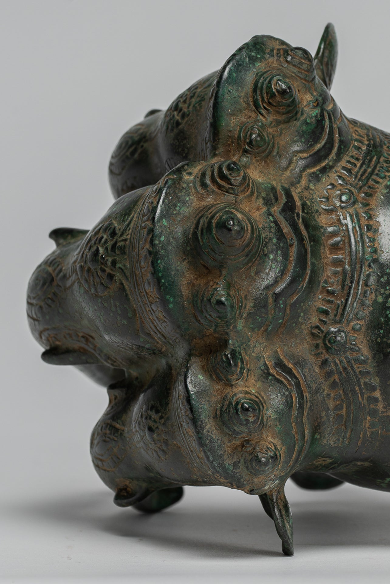 Bronze de style khmer antique Erawan Airavata ou statue d'éléphant - 18 cm / 7 "de haut