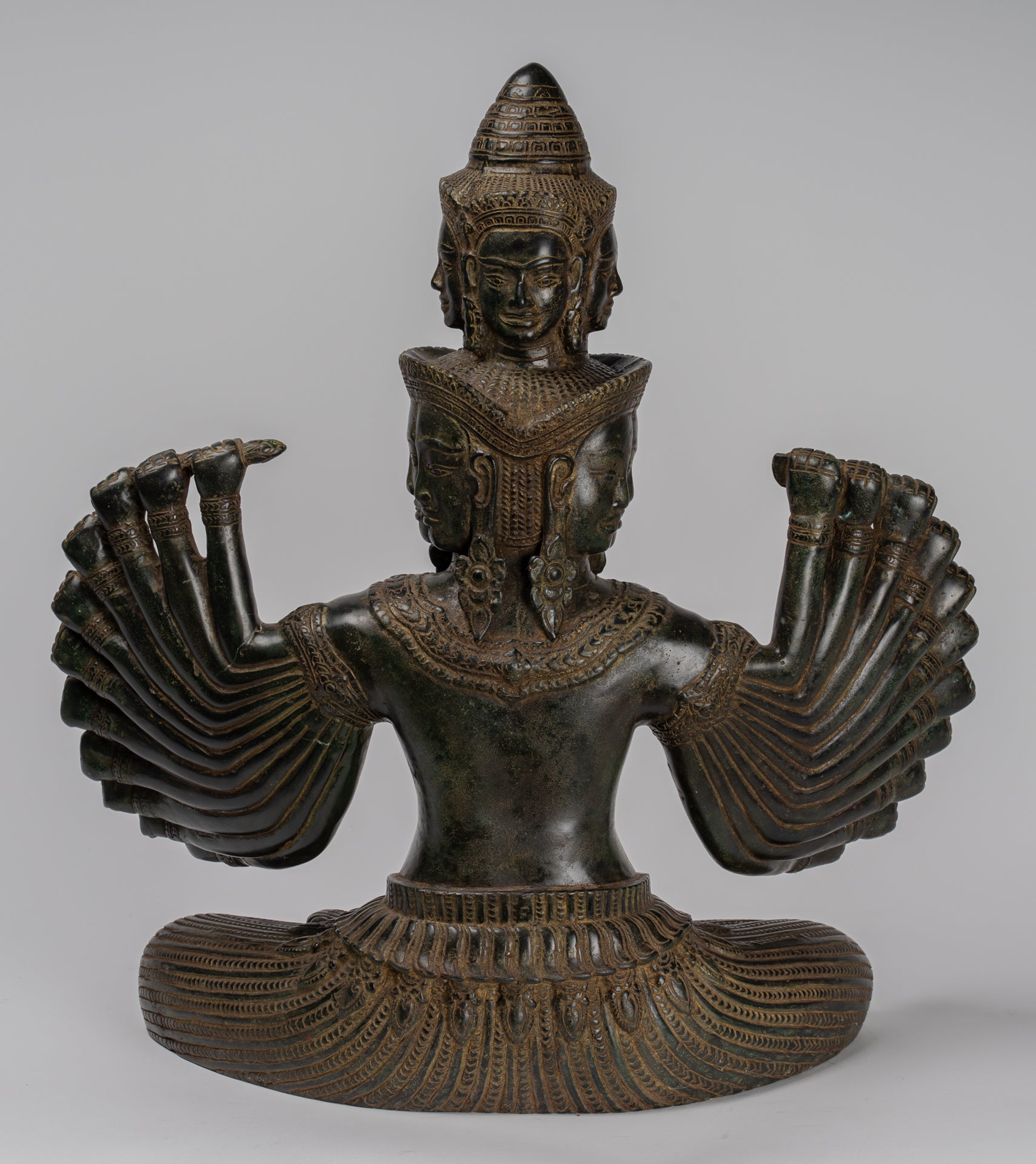 Antique Khmer in stile Khmer seduto Borhisattva Avalokiteshvara Statua - 53cm/21 "
