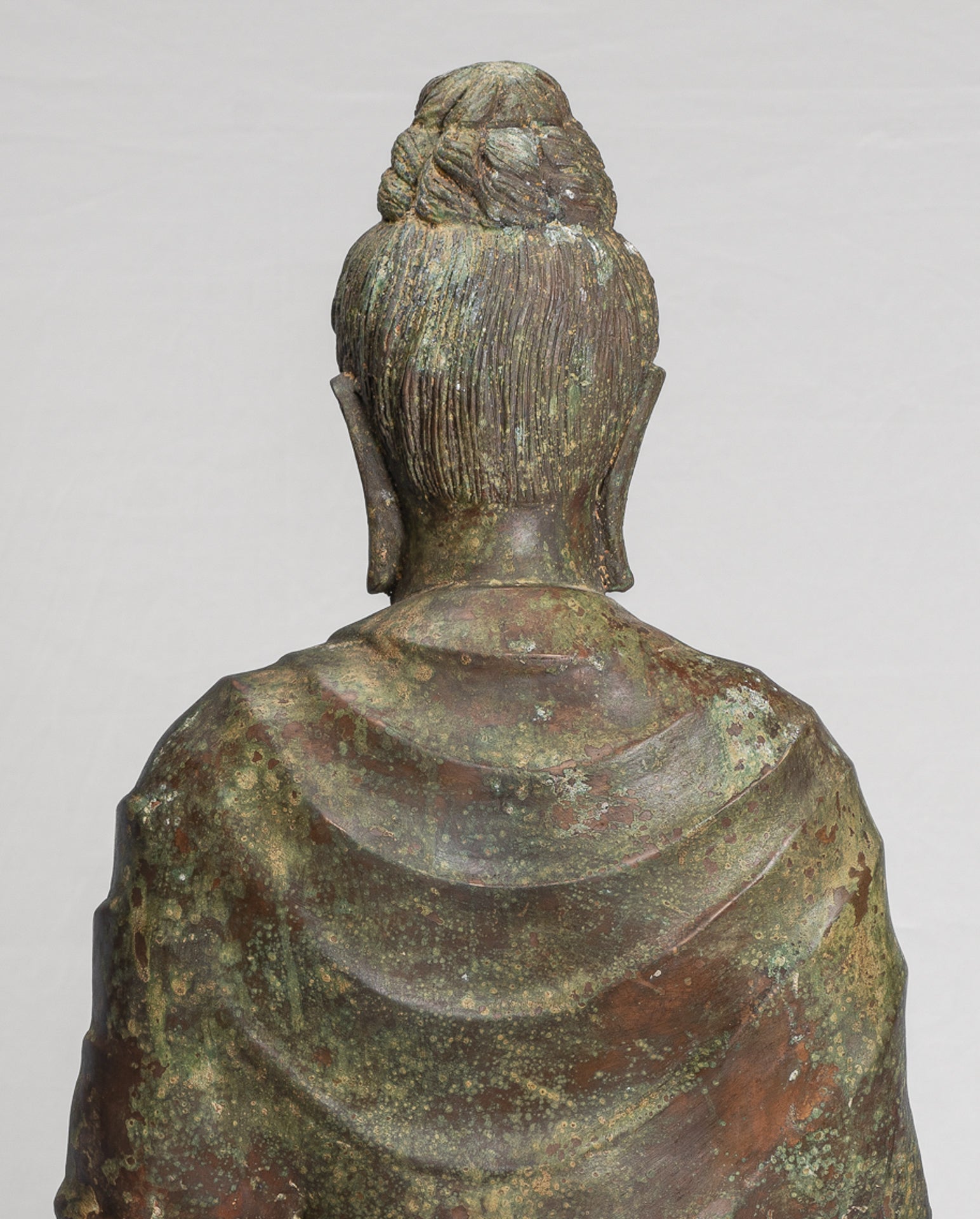 Indian Buddha Statue - Antique Gandhara Style Bronze Meditation Buddha Statue - 70cm/28"