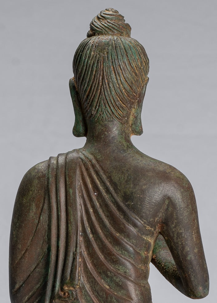 Indian Buddha Statue - Antique Gandhara Style Bronze Teaching Buddha Statue - 35cm/14"