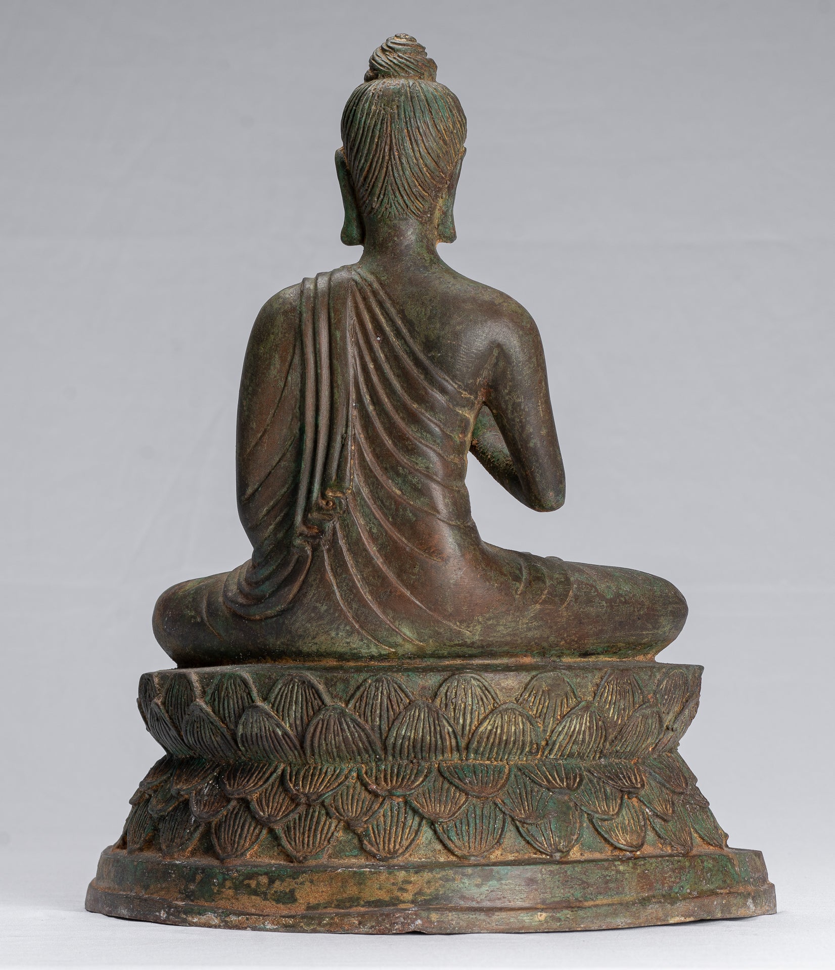 Indian Buddha Statue - Antique Gandhara Style Bronze Teaching Buddha Statue - 35cm/14"