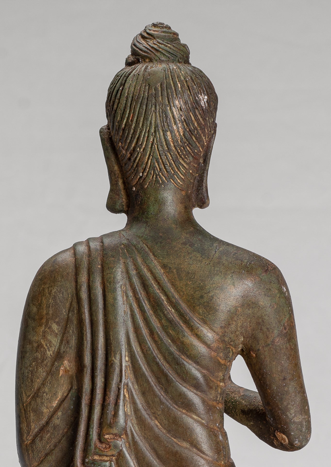 Indian Buddha Statue - Antique Gandhara Style Bronze Teaching Buddha Statue - 35cm/14"