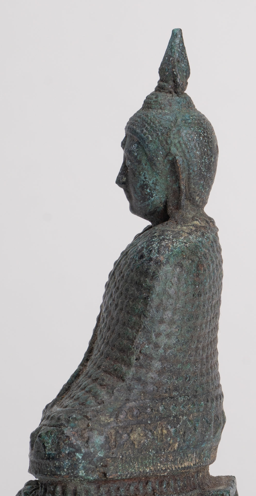 Buddha Sculpture - Antique Thai Style Bronze Seated Meditation Winter Buddha Statue - 12.5cm/5"