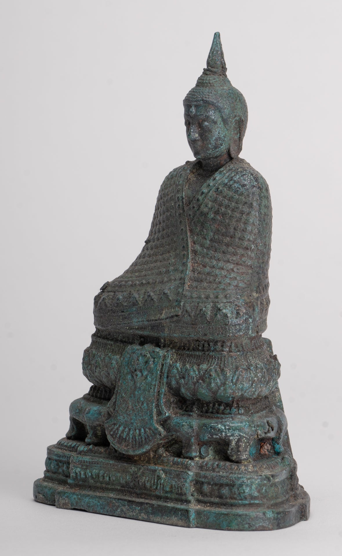 Buddha Sculpture - Antique Thai Style Bronze Seated Meditation Winter Buddha Statue - 12.5cm/5"