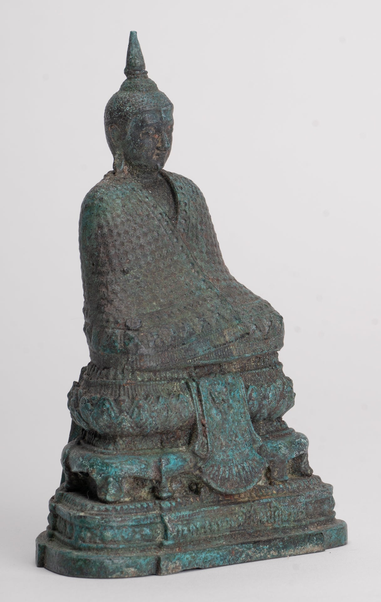 Buddha Sculpture - Antique Thai Style Bronze Seated Meditation Winter Buddha Statue - 12.5cm/5"