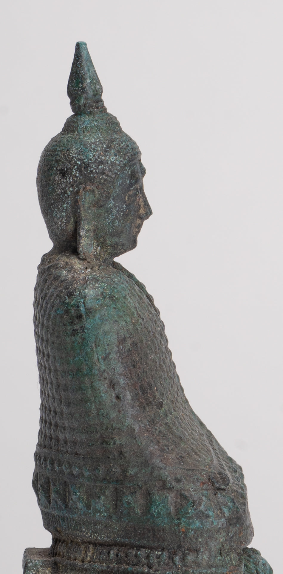 Buddha Sculpture - Antique Thai Style Bronze Seated Meditation Winter Buddha Statue - 12.5cm/5"