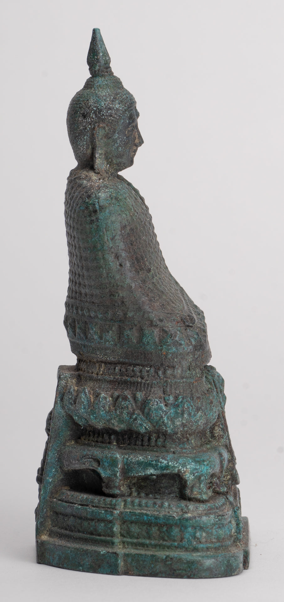 Buddha Sculpture - Antique Thai Style Bronze Seated Meditation Winter Buddha Statue - 12.5cm/5"