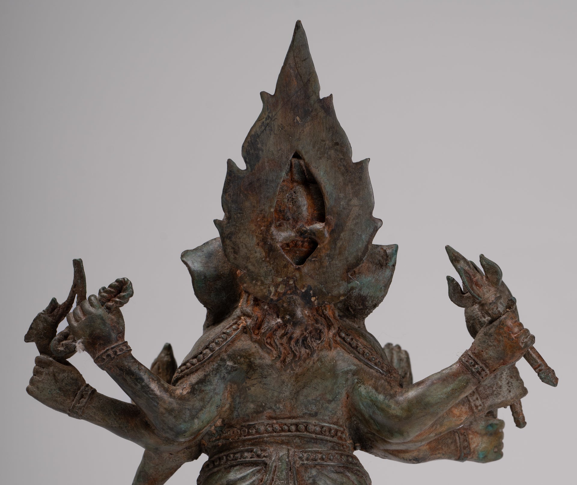 Ganesha Statue - Antique Thai Style Bronze Standing 8-Arm Ganesha Statue - 29cm/12"