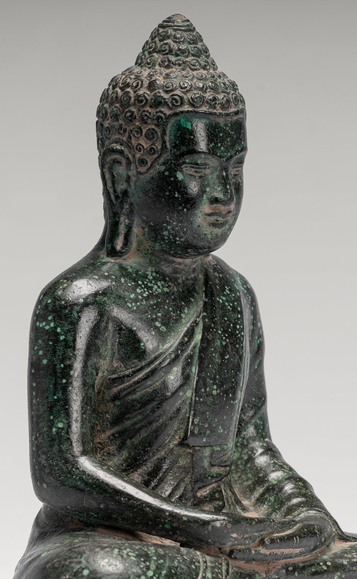 Buddha Statue - Buddha - Antique Khmer Style Seated Bronze Meditation Buddha Statue - 19cm/8"