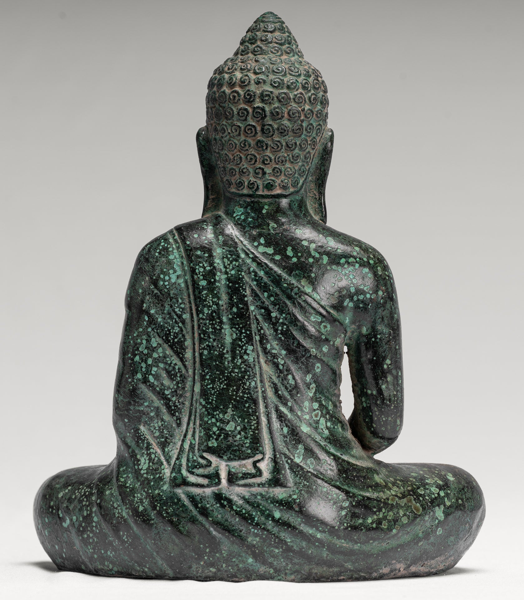 Buddha Statue - Buddha - Antique Khmer Style Seated Bronze Meditation Buddha Statue - 19cm/8"