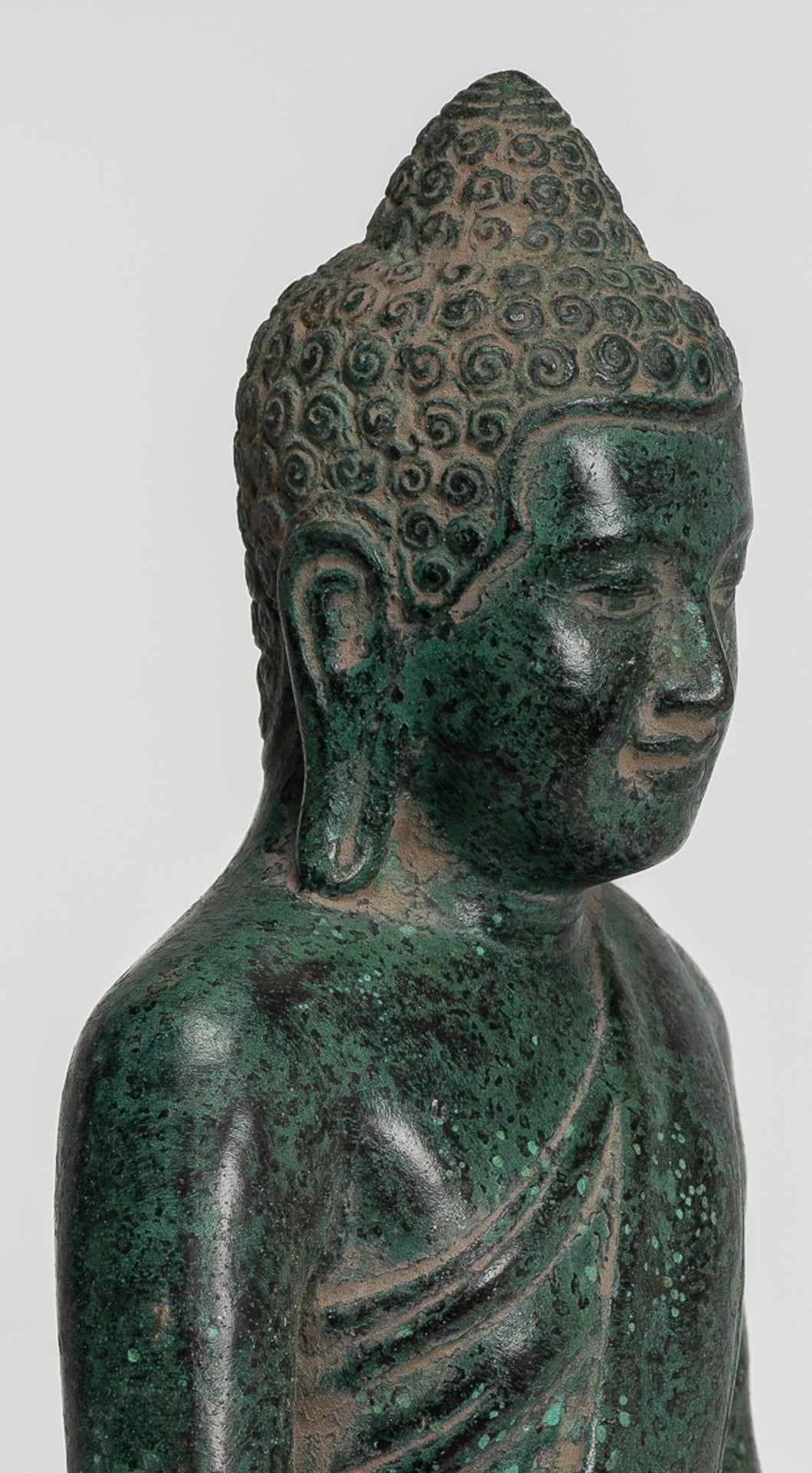 Buddha Statue - Buddha - Antique Khmer Style Seated Bronze Meditation Buddha Statue - 20cm/8"