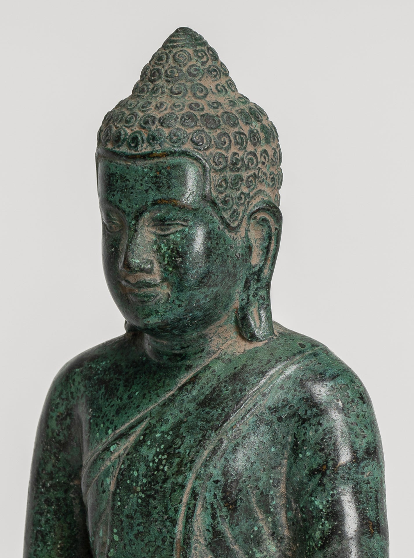Buddha Statue - Buddha - Antique Khmer Style Seated Bronze Meditation Buddha Statue - 20cm/8"