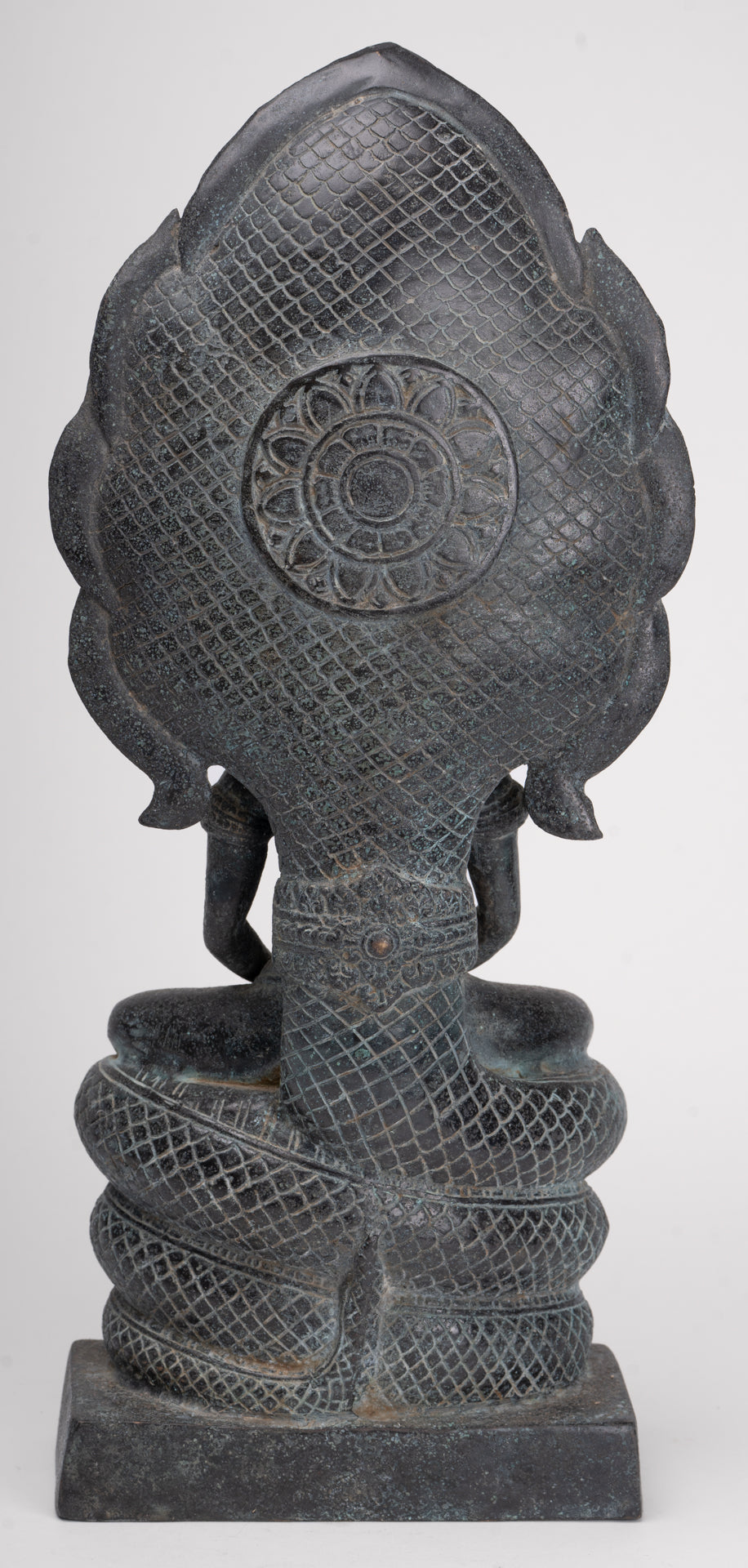 Buddha Statue - Antique Khmer Style Bronze Seated Meditation Naga Buddha Statue - 45cm/18"