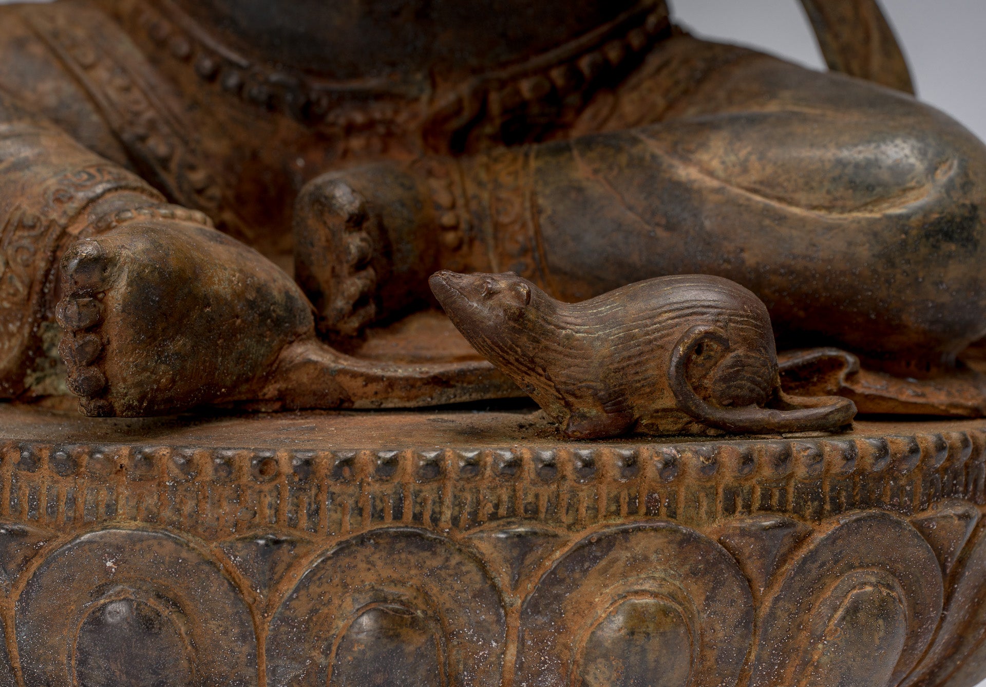 Ganesha Statue - Antique Javanese Style Bronze Seated Majapahit Ganesha Statue - 36cm/14"