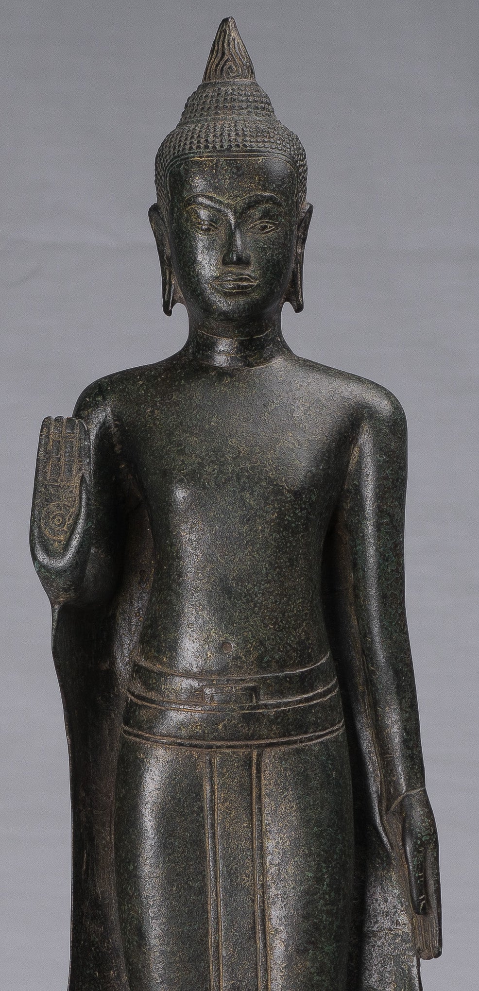 Statue di Buddha - Antique Khmer in stile Khmer Bronzo in piedi Abhaya Protection Statues (coppia) - 62 cm/25 "