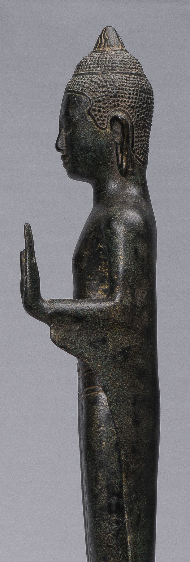 Statue di Buddha - Antique Khmer in stile Khmer Bronzo in piedi Abhaya Protection Statues (coppia) - 62 cm/25 "