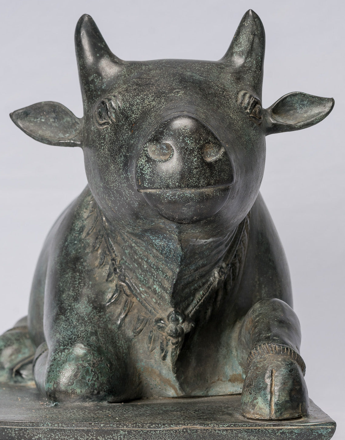 Antike Khmer Style Bronze Nandi Statue-Mount of Shiva-53cm/21 " Long