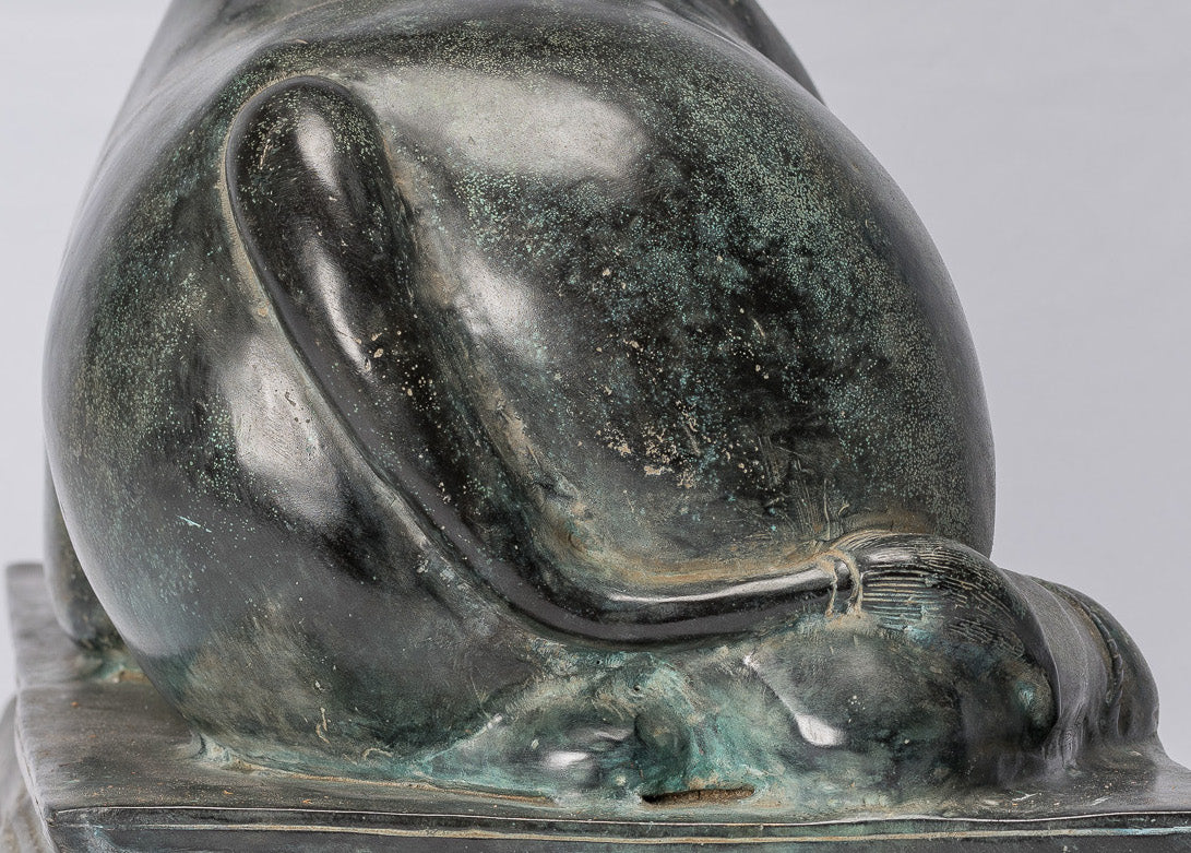 Antike Nandi-Statue aus Bronze im Khmer-Stil – Berg Shiva – 53 cm lang