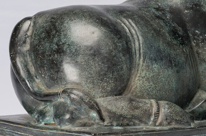 Antike Nandi-Statue aus Bronze im Khmer-Stil – Berg Shiva – 53 cm lang