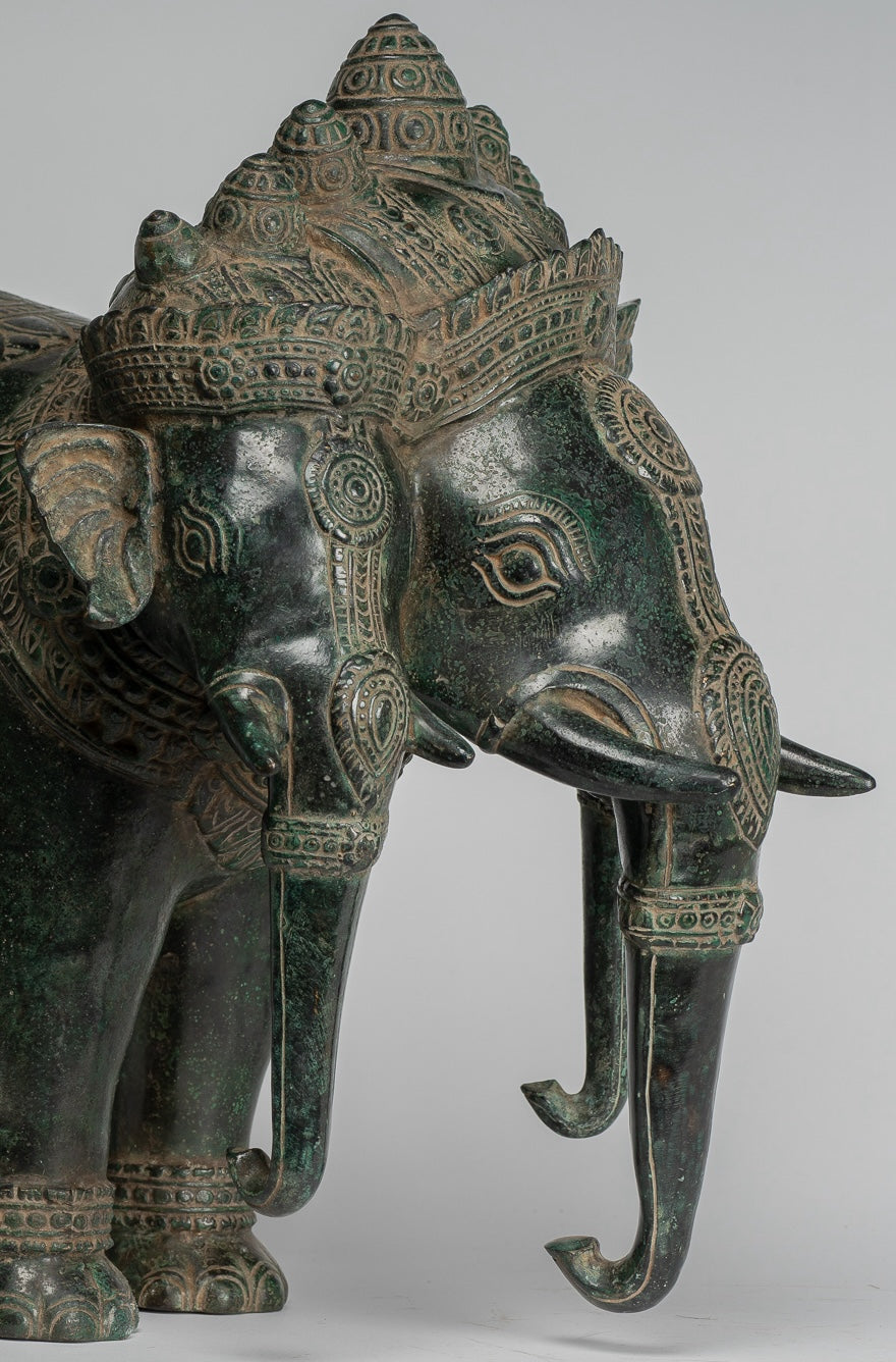 Estatua de Airavata o Elephant de Estilo Antiguo de Estilo JMER - 44cm/18 "de altura