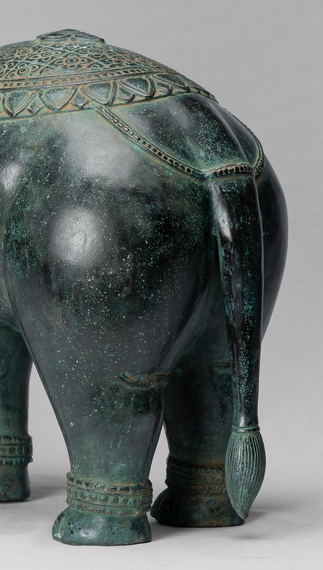 Antique Khmer Style Bronze Erawan Airavata or Elephant Statue - 44cm/18" Tall