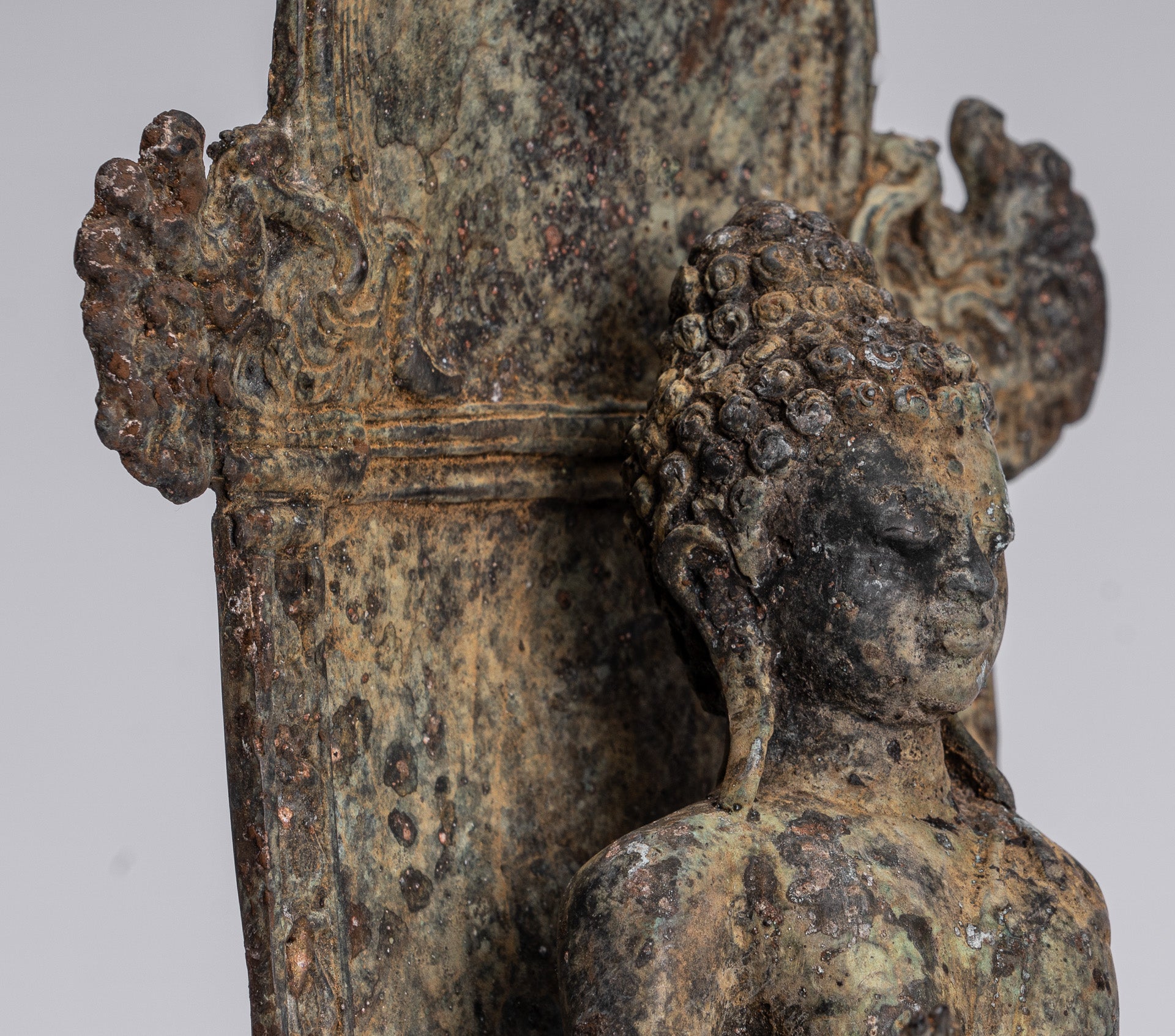 Buddha Statue - Antique Indonesian Style Bronze Javanese Protection Buddha Statue - 28cm/11"