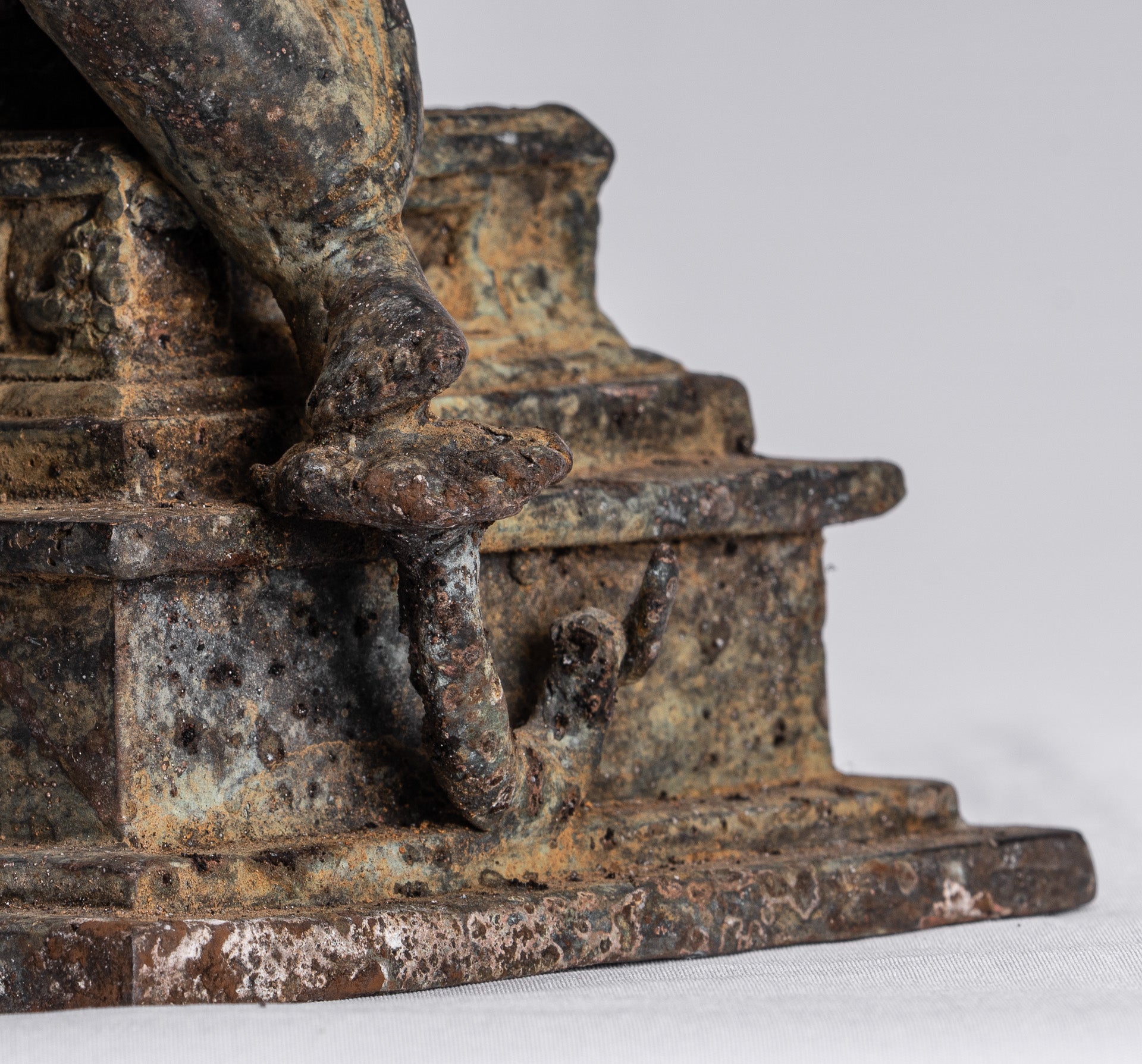 Buddha Statue - Antique Indonesian Style Bronze Javanese Protection Buddha Statue - 28cm/11"