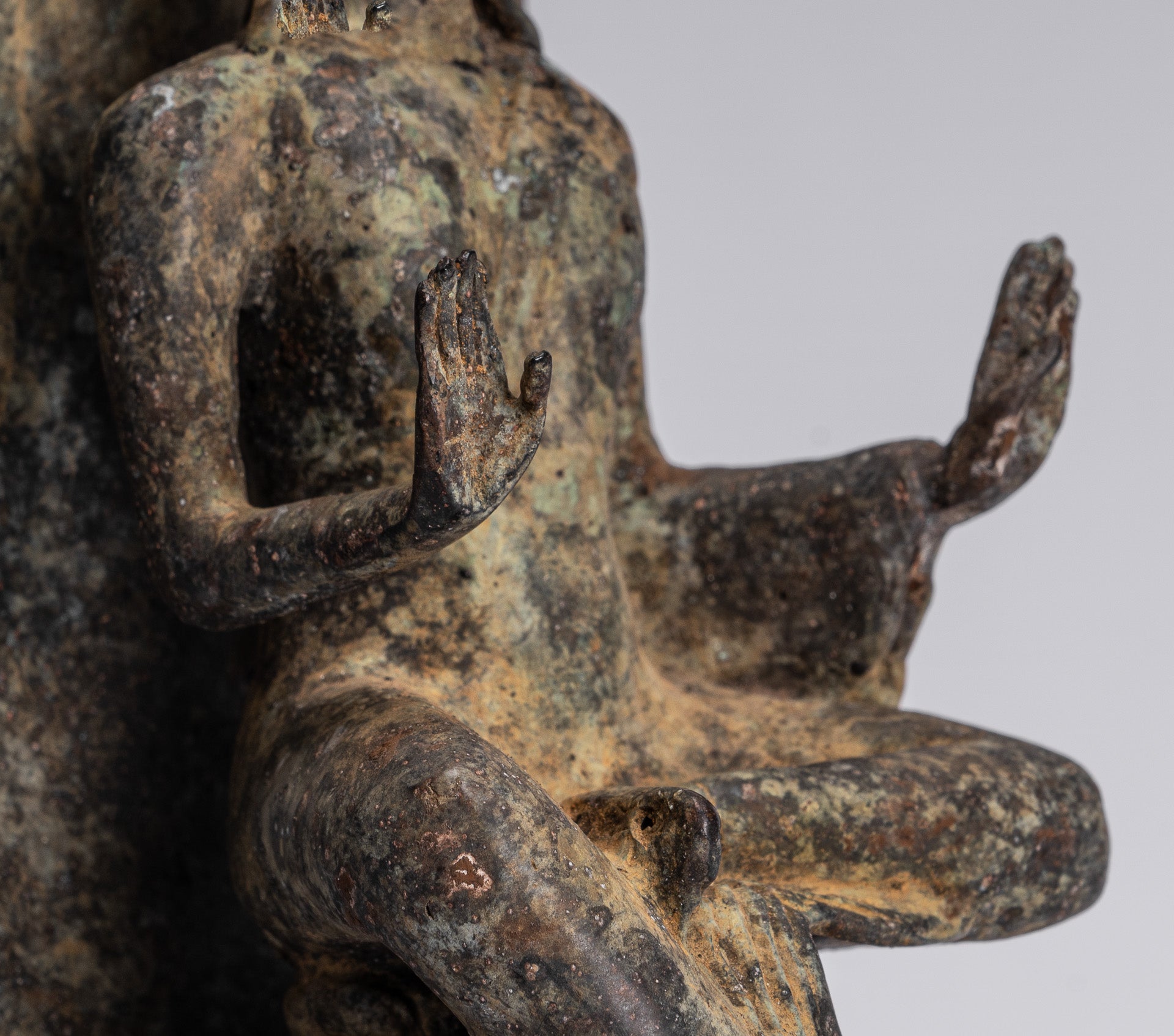 Buddha Statue - Antique Indonesian Style Bronze Javanese Protection Buddha Statue - 28cm/11"