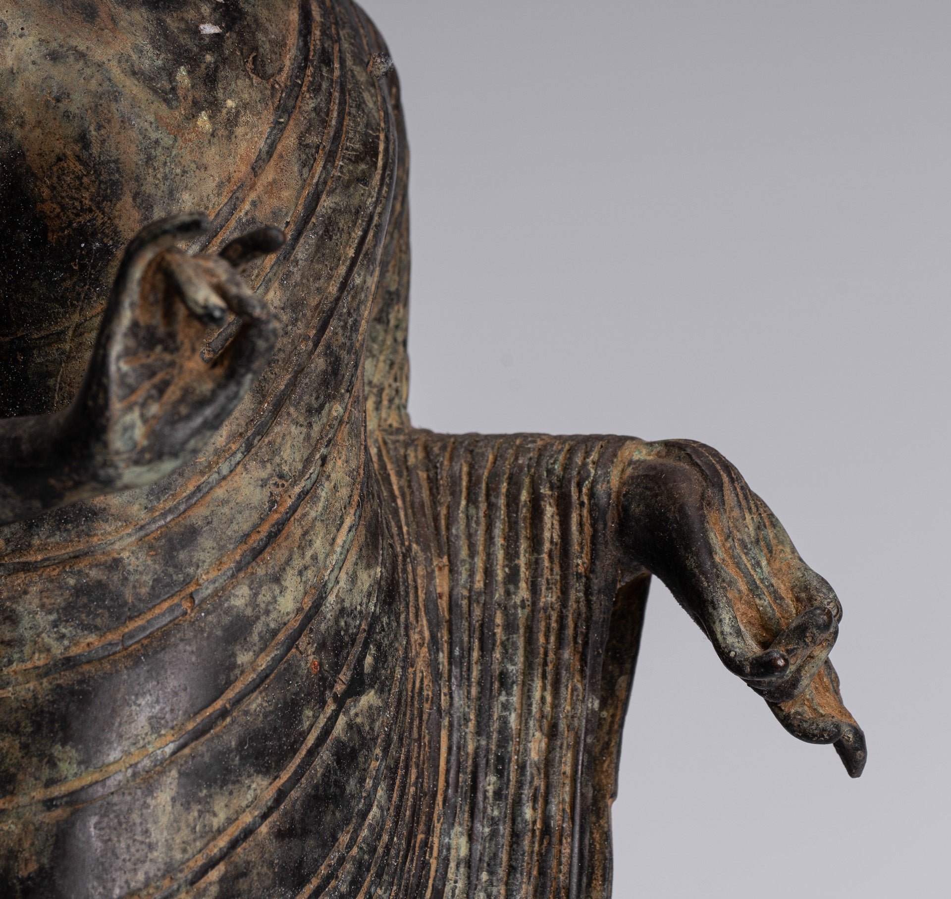 Buddha Statue - Antique Indonesian Style Bronze Javanese Teaching Buddha - 40cm/16"