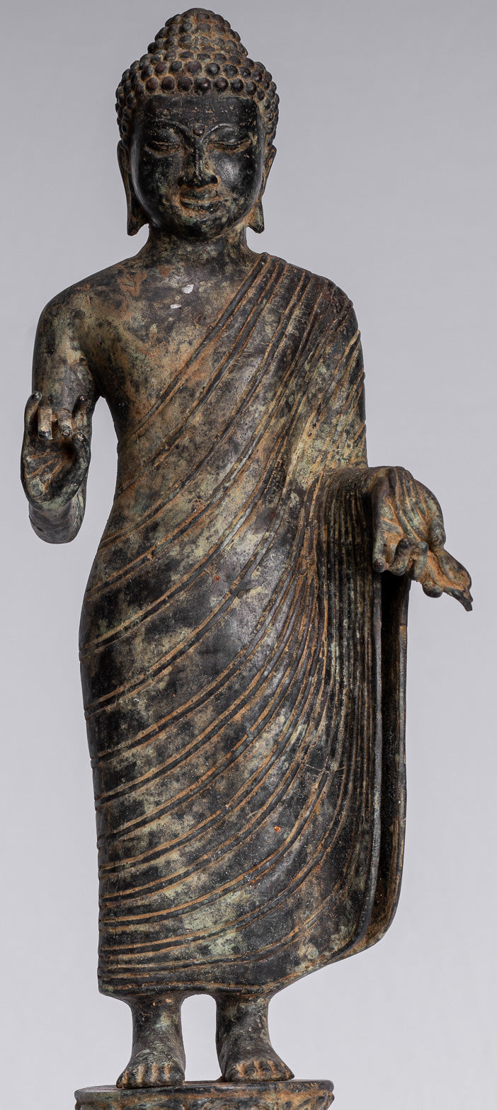 Buddha Statue - Antique Indonesian Style Bronze Javanese Teaching Buddha - 40cm/16"