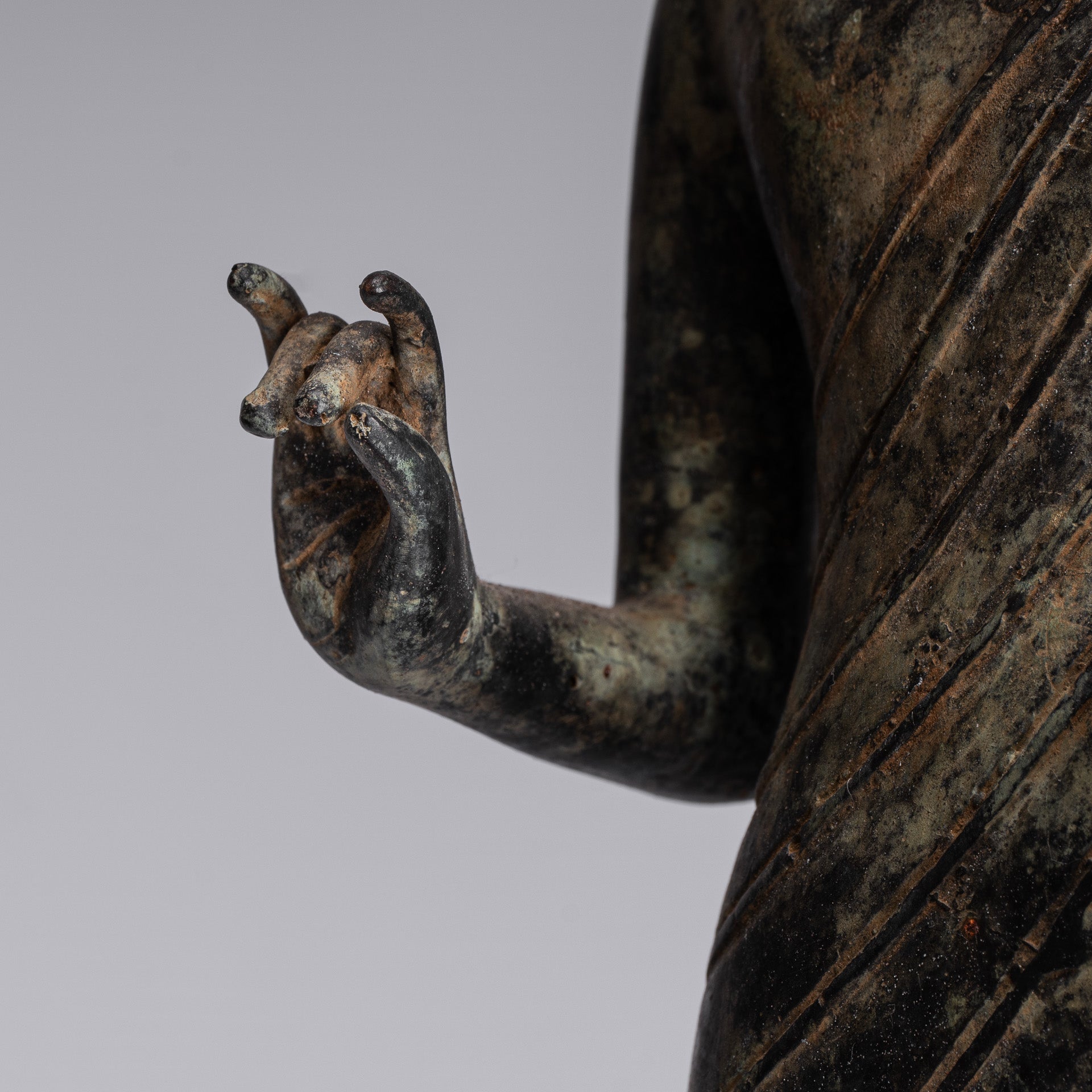 Buddha Statue - Antique Indonesian Style Bronze Javanese Teaching Buddha - 40cm/16"