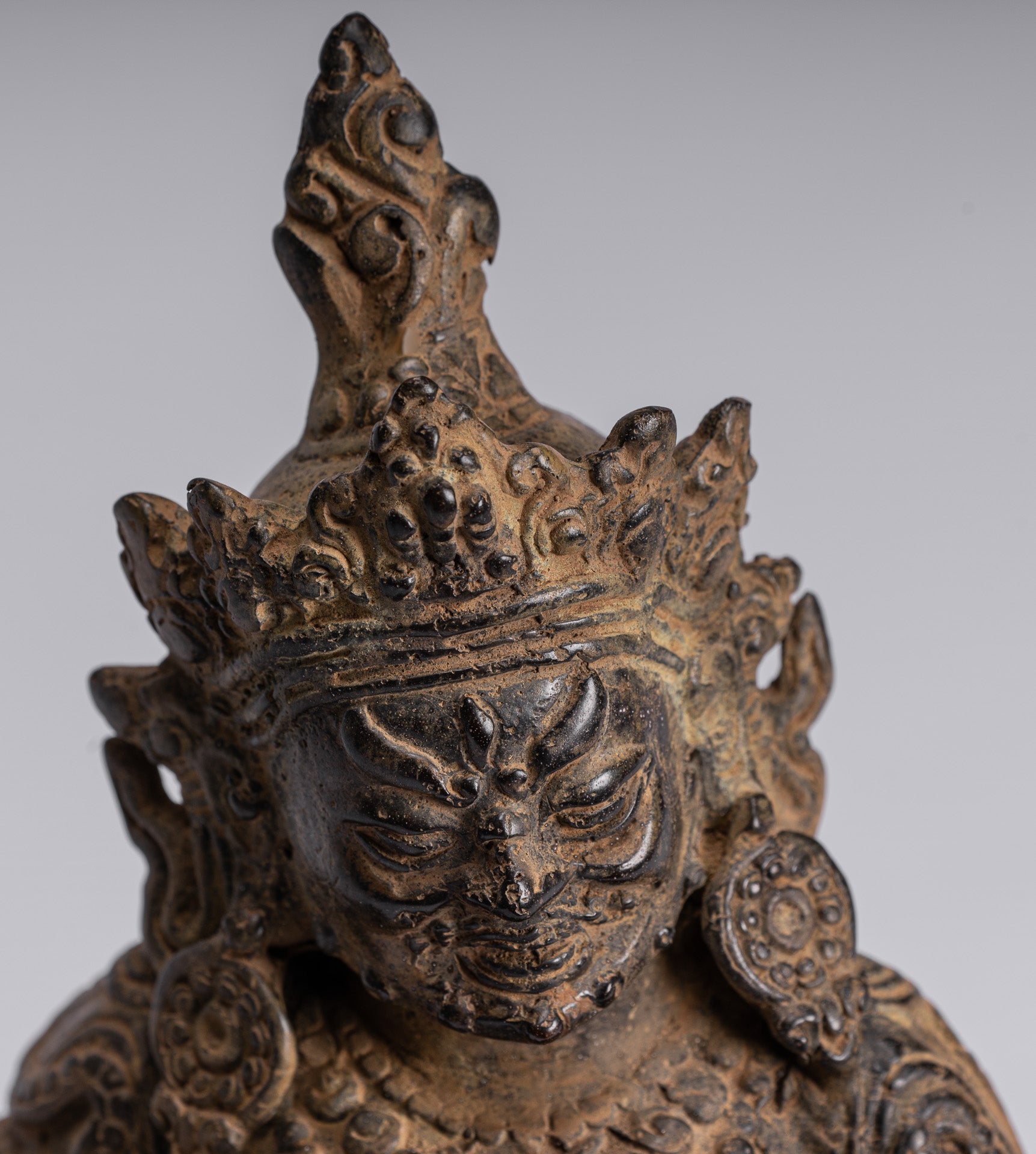 Jambhala Statue-Antike Java Majapahit Style Seated Jambhala Statue God of Wealth-21cm/8 "