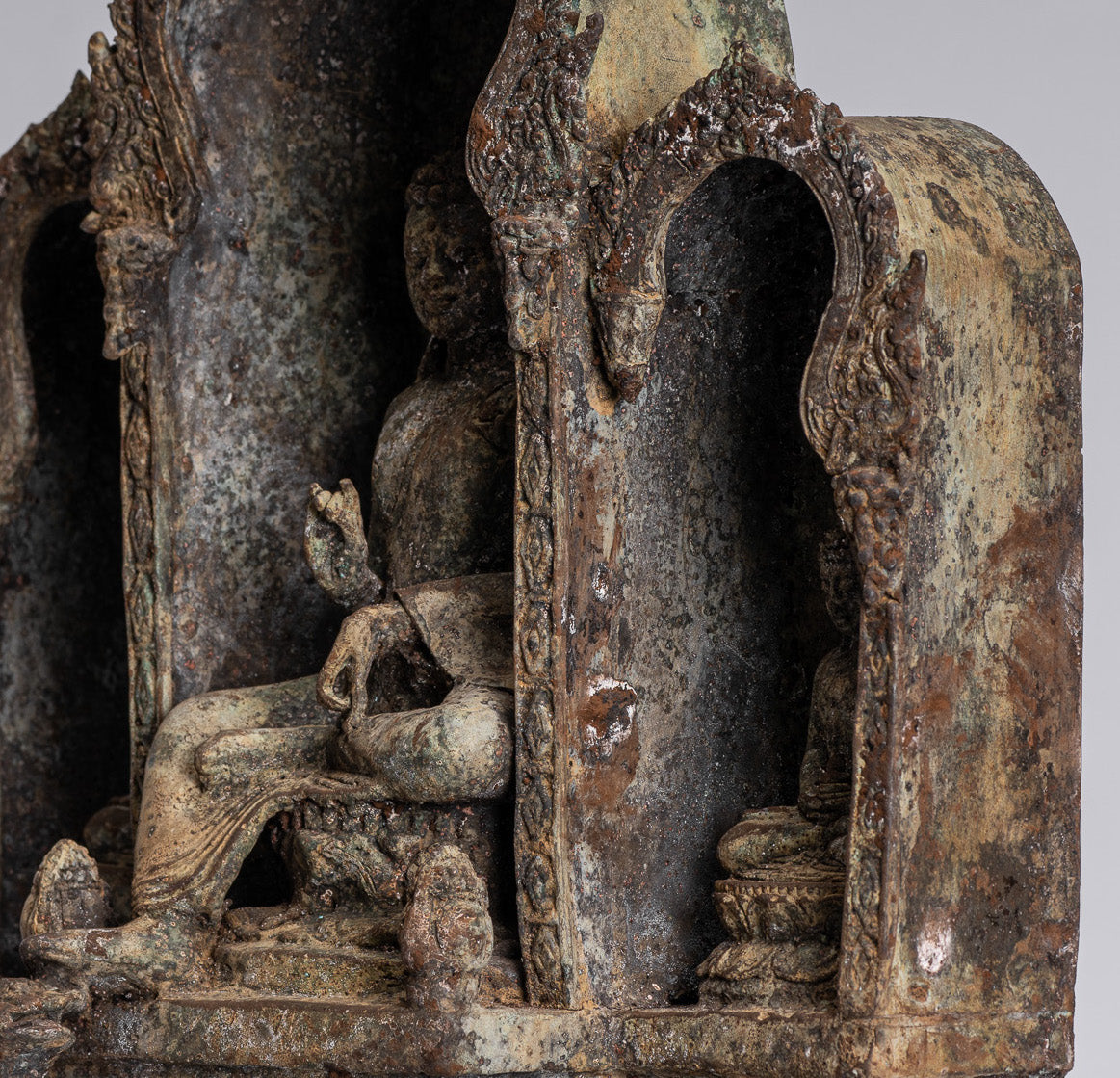 Buddha Statue - Antique Indonesian Style Bronze Javanese Teaching Buddha Statue - 32cm/13"