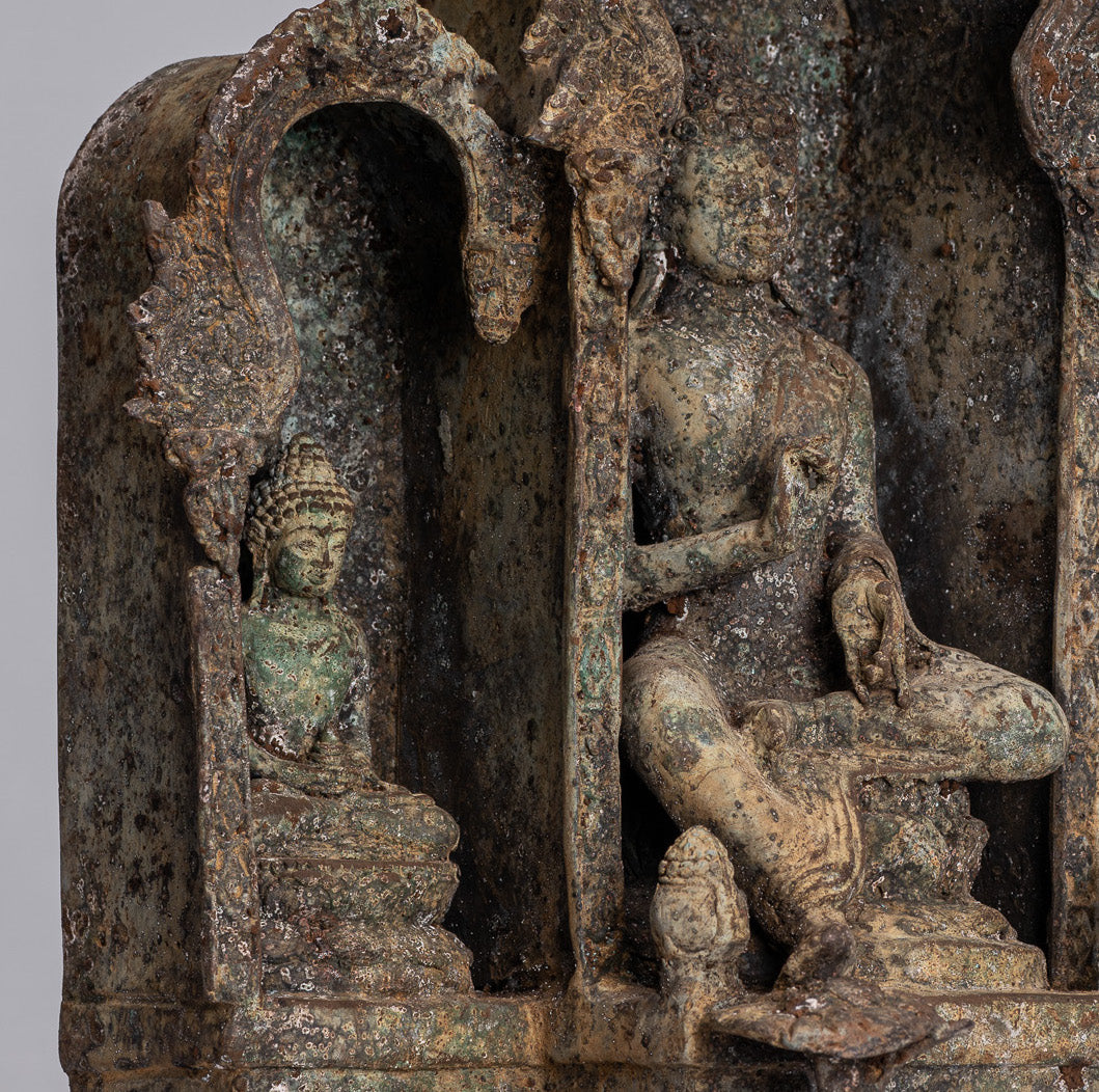 Buddha Statue - Antique Indonesian Style Bronze Javanese Teaching Buddha Statue - 32cm/13"