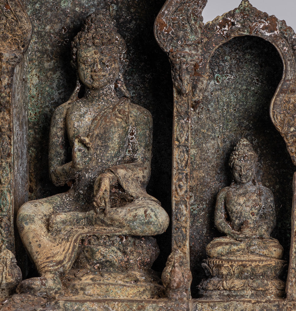 Buddha Statue - Antique Indonesian Style Bronze Javanese Teaching Buddha Statue - 32cm/13"