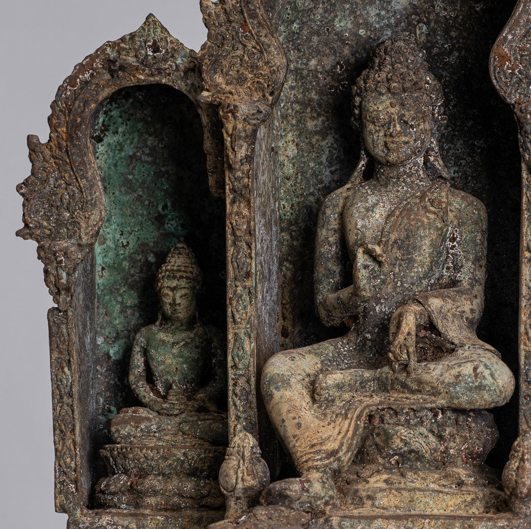 Buddha Statue - Antique Indonesian Style Bronze Javanese Teaching Buddha Statue - 32cm/13"