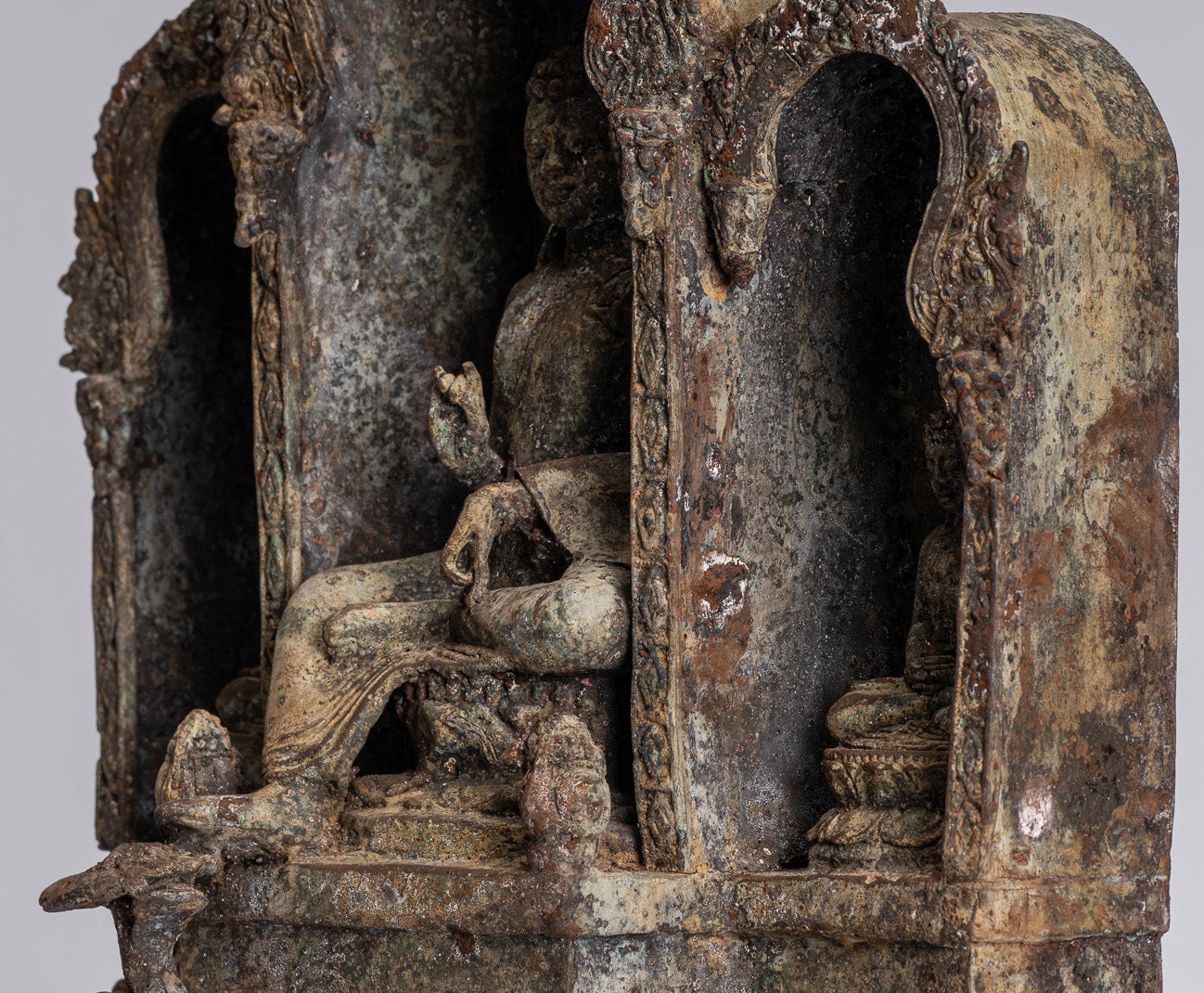 Buddha Statue - Antique Indonesian Style Bronze Javanese Teaching Buddha Statue - 32cm/13"