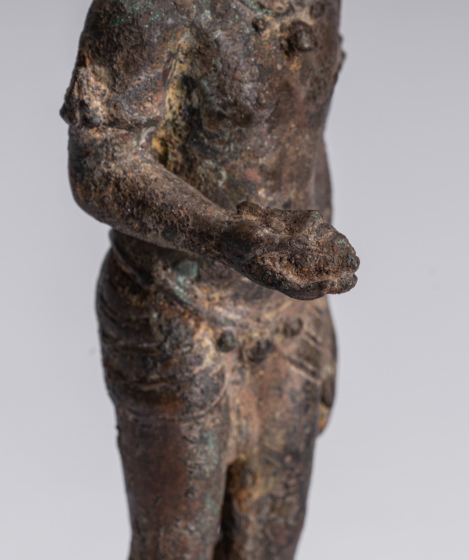 Devotee Statue - Antique Indonesian Style Bronze Javanese Devotee of Buddha Statue - 27cm/11"