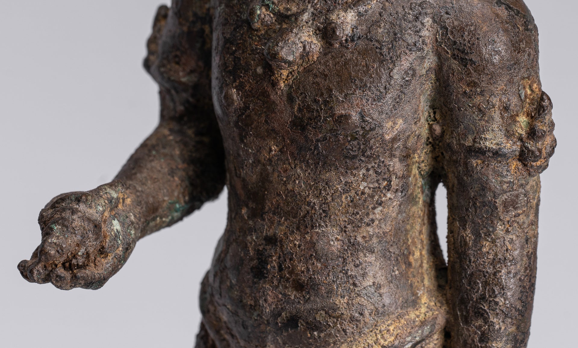 Devotee Statue - Antique Indonesian Style Bronze Javanese Devotee of Buddha Statue - 27cm/11"