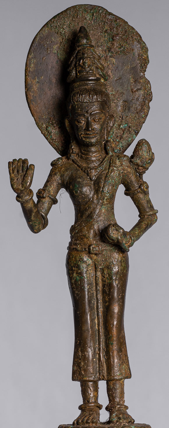 Lokeshvara - Antique Indonesian Style Majapahit Standing Bronze Lokeshvara Statue - 27cm/11"