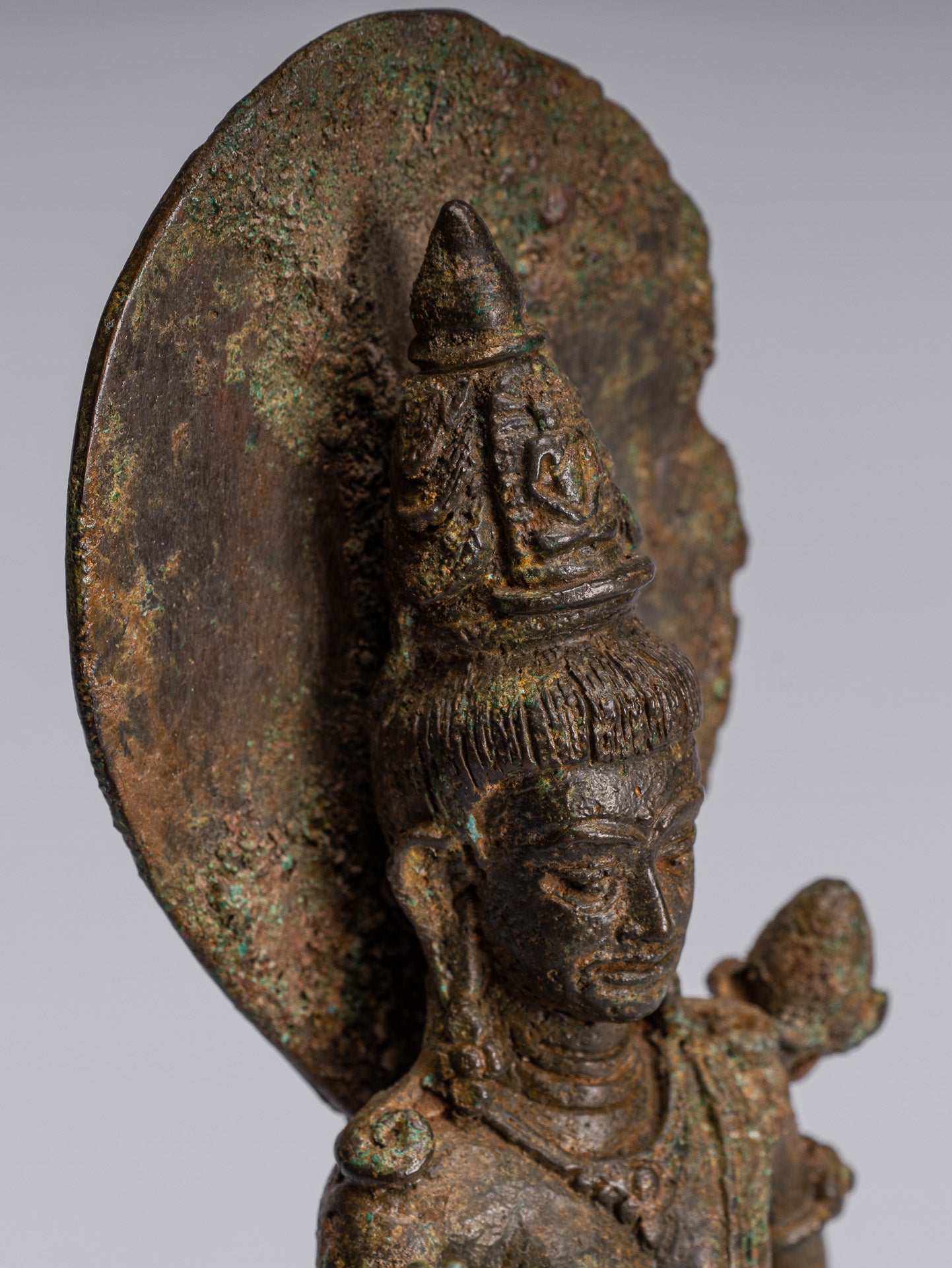 Lokeshvara - Antique Indonesian Style Majapahit Standing Bronze Lokeshvara Statue - 27cm/11"